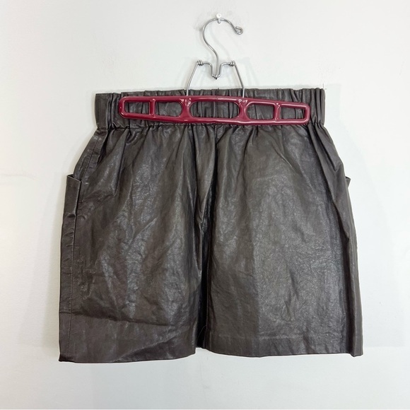 Zara dark brown faux vegan leather pull on mini skirt S - Picture 5 of 9
